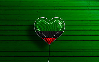 I Love Duitama, , realistic balloons, green wooden background, Day of Duitama, Colombian cities, flag of Duitama, Colombia, balloon with flag, cities of Colombia, Duitama flag, Duitama HD wallpaper