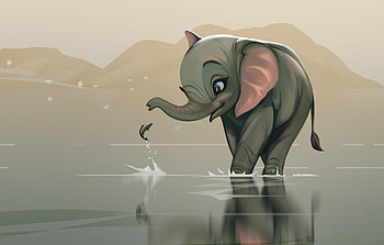Friends Forever Illustration, elephant, fish, artist, artwork, digital-art, illustration, behance HD wallpaper
