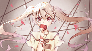 Blonde, long hair, anime girl, original HD wallpaper