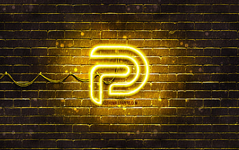 Parler yellow logo, , yellow brickwall, Parler logo, social networks, Parler neon logo, Parler HD wallpaper