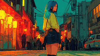Alone In The Crowd, anime-girl, anime, alone, ai, artist, artwork, digital-art HD wallpaper