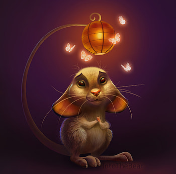 Mouse, firefly, fantasy, soricel, into the bear, luminos, lantern, intothebear HD wallpaper