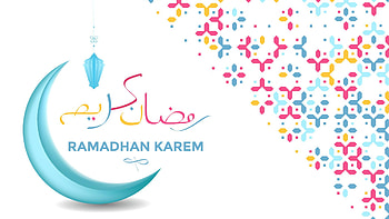 Ramadan Eid Mubarak Blue Half Moon White Background Ramadan HD wallpaper