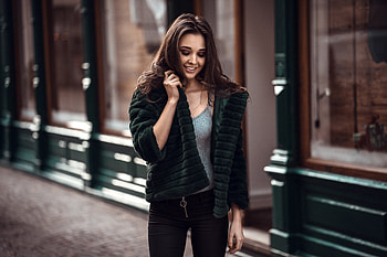 Jacket, model, pretty, woman HD wallpaper