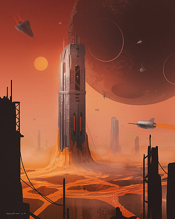 Art, Spaceship, Future, Station HD phone wallpaper