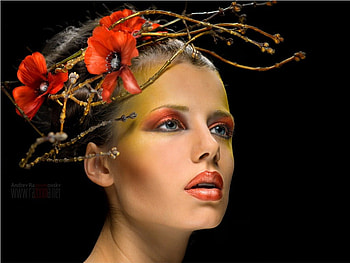 Women, makeup, muse, flowers HD wallpaper