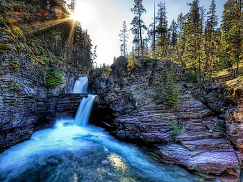 Landscape, Water, Sun, Waterfalls HD wallpaper