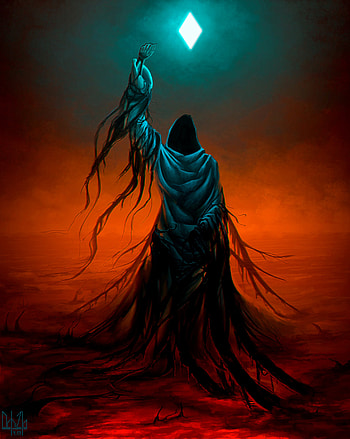Art, Hood, Rhombus, Skeleton, Demon, Cloak HD phone wallpaper