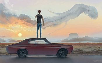 Standing On Car Roof And Smoking Chillax , artist, artwork, digital-art, smoking HD wallpaper
