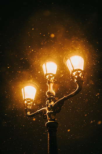Night, Snow, Dark, Glare, Shine, Light, Lamp, Lantern HD phone wallpaper