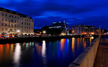 Cities, Rivers, Night, Berlin, Building, Shore, Bank, Germany HD wallpaper