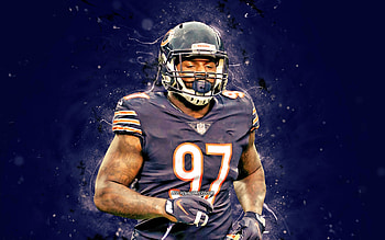 Mario Edwards, , defensive end, Chicago Bears, american football, Mario Lashun Edwards Jr, NFL, blue neon lights, Mario Edwards Chicago Bears, Mario Edwards HD wallpaper