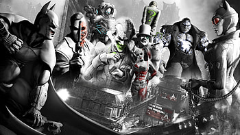 batman video games guns red the joker superheroes harley quinn catwoman whips villains grayscale mon – Art Monochrome HD wallpaper