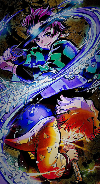 Demon Slayer, electric blue, art HD phone wallpaper