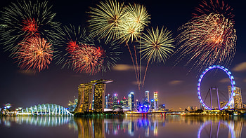 Singapore Marina Bay Sands, Ultra , Captivating fireworks, Stunning background HD wallpaper