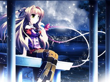 Under The Night Sky, anime girl, background, anime, night sky, cute HD wallpaper