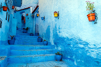 Morocco, Vibrant staircase, Colourful flowerpots, Getty ' showcase HD wallpaper