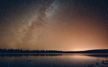 Night, sky, milky way, lake HD wallpaper