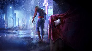 Spiderman Mask Off Walking Alone In Rain, spiderman, superheroes, artwork, art, digital-art, artstation HD wallpaper