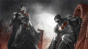 Batman Superman Monochrome, batman, superman, superheroes, artwork, digital-art HD wallpaper