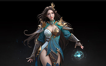 Fantasy girl, pei hua, peihua, blue, black, frumusete, fantasy, girl HD wallpaper