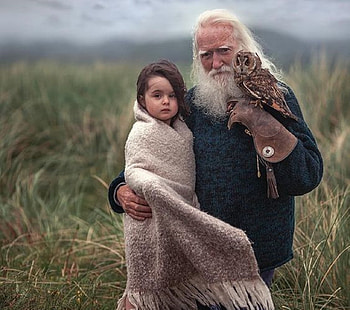 grandfather and grandchild, birds, graphy, grandfather, cool, nature, grandchild HD wallpaper