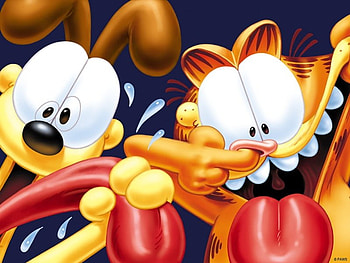 Garfield, dog, , comic, cat HD wallpaper