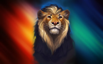 Lion Fantasy Colorful Art, lion, colorful, artist, artwork, digital-art, animals HD wallpaper