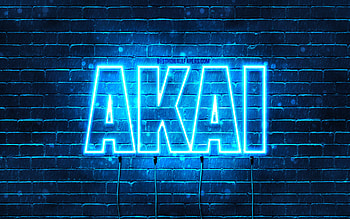 Happy Birtay Akai, , blue neon lights, Akai name, creative, Akai Happy Birtay, Akai Birtay, popular japanese male names, with Akai name, Akai HD wallpaper