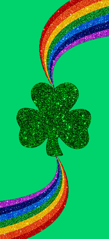Green glitter shamrock, rainbow HD phone wallpaper