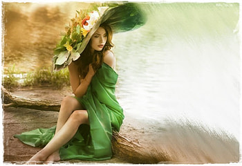 Flora, flower, girl, hat, woman, beauty HD wallpaper