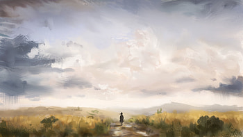Art, Silhouette, Road, Paint, Girl, Loneliness, Alone, Lonely, Canvas HD wallpaper