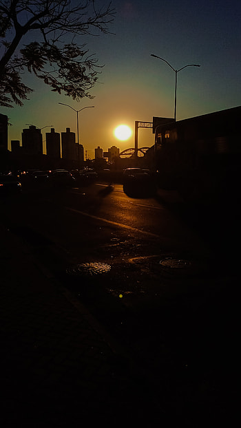 sun in the city, sunlight, dark, sun, light, sunrise HD phone wallpaper