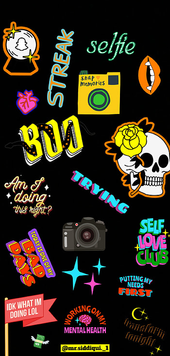 Snap Sticker, snapchat, black, Emoji HD phone wallpaper