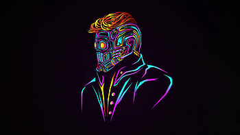 Star Lord Legendary Outlaw In The Stars, star-lord, superheroes, artwork, art, digital-art, minimalism, minimalist, dark, black HD wallpaper