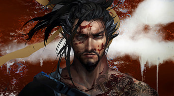 Hanzo, overwatch, warrior, art HD wallpaper