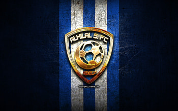 Al Hilal FC, golden logo, Saudi Professional League, blue metal background, football, Al Hilal, saudi football club, Al Hilal logo, soccer, Al Hilal SFC HD wallpaper