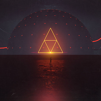 Art, Silhouette, Glow, Planet, Triangle HD phone wallpaper