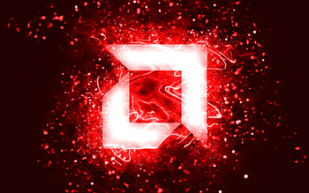AMD red logo, , red neon lights, creative, red abstract background, AMD logo, brands, AMD HD wallpaper