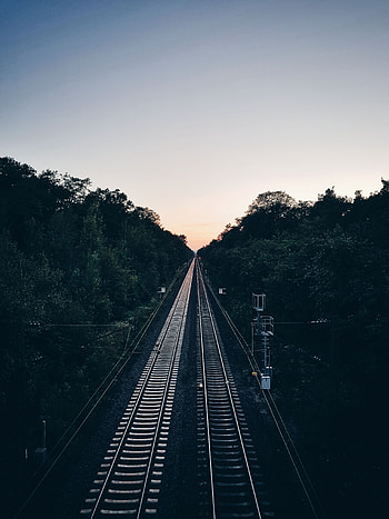 Nature, Trees, Dawn, Evening, Railway HD phone wallpaper