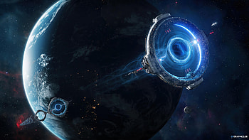Jumpgate, 3d, Tobias Roetsch, planets, galaxy, space HD wallpaper
