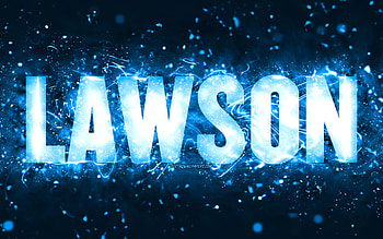 Happy Birtay Lawson, , blue neon lights, Lawson name, creative, Lawson Happy Birtay, Lawson Birtay, popular american male names, with Lawson name, Lawson HD wallpaper