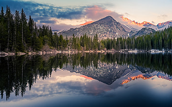 Mountain Lake Reflection, reflection, forest, lake, mountain HD wallpaper
