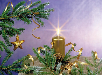 Holidays, Cones, New Year, Branch, Needles, Tape, Candle HD wallpaper