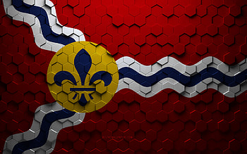 Flag of St Louis, Missouri, honeycomb art, St Louis hexagons flag, St Louis, 3d hexagons art, St Louis flag HD wallpaper