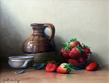 Strawberry Delight, sweet, deliuos, strawberries, counter, jug, leaves, tin, green, red, glass, bowls, spoon HD wallpaper