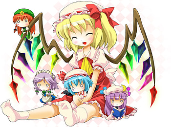 touhou, sakuya, patchouli, scarlet sisters, meiling HD wallpaper