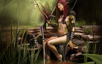 Hot Fantasy Girl And Dragon, , hot, girl and dragon, fantasy HD wallpaper