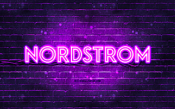 Nordstrom violet logo, , violet brickwall, Nordstrom logo, brands, Nordstrom neon logo, Nordstrom HD wallpaper