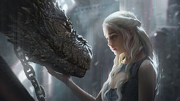 Daenerys Targaryen With Dragon Artwork HD wallpaper